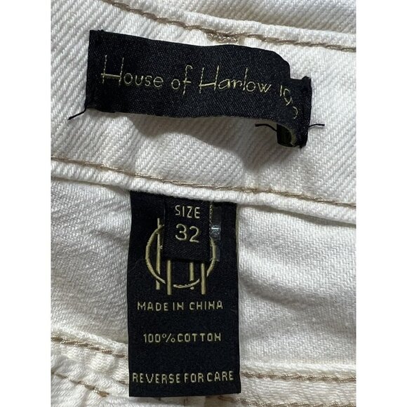 House of Harlow 1960 Button Fly High Rise Denim Jeans Size 32 Cream Ivory - Picture 7 of 13